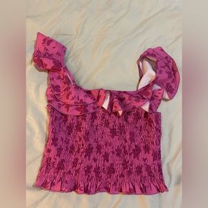 Ruffled Pink Floral Tank Top